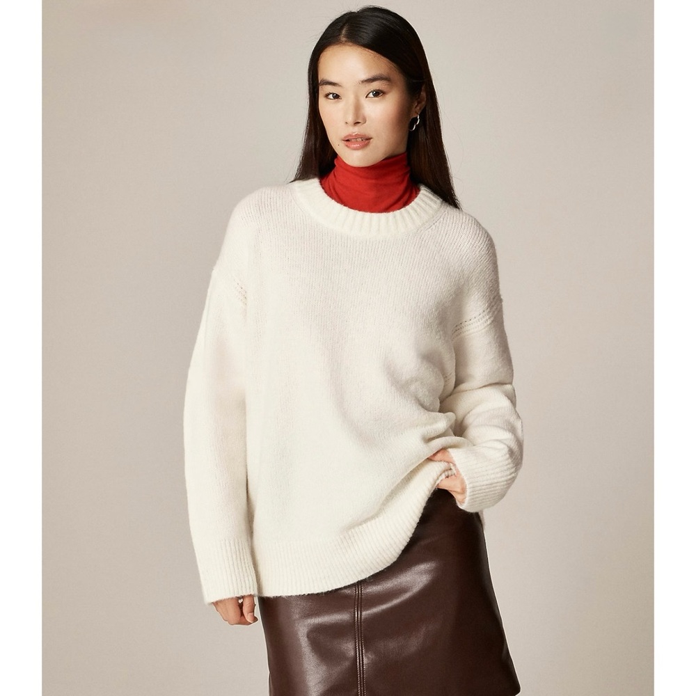 NWT J. Crew Relaxed Crewneck Pullover Sweater Ivory
